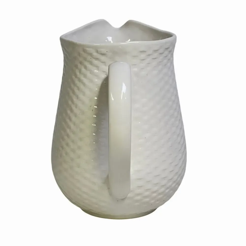 Basket Wreath by Tabletops Unlimited White Embossed Large 72 oz Pitcher